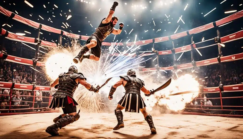 combat in gladiator-style fighting games
