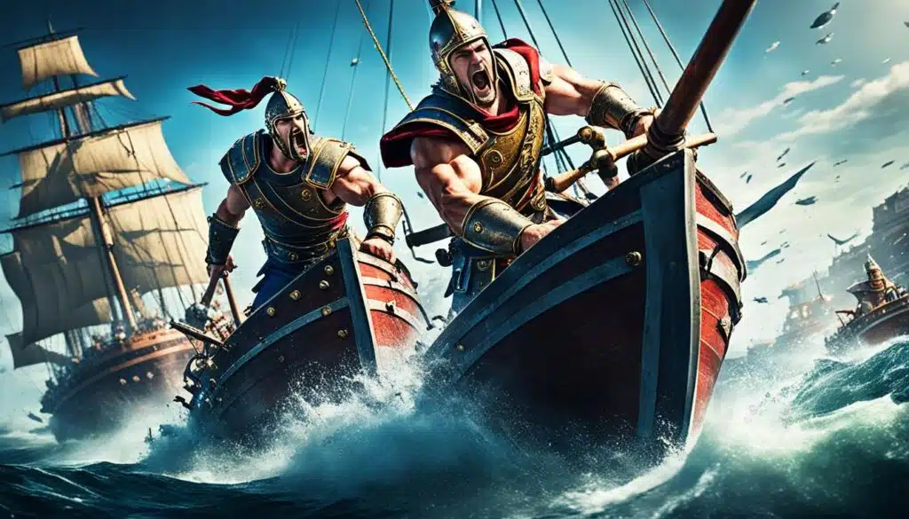 naval battles in gladiator-style fighting games